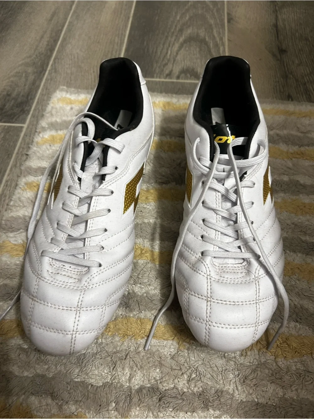 OTTO White Soccer Shoes with Gold Accents